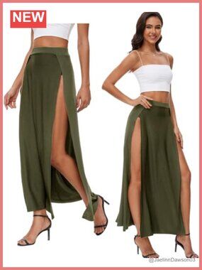 High Split Wrap Flowy Long Maxi Skirt Slit Beach Party Renaissance Costume